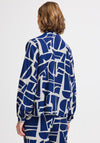 b.young Hamma Geometric Print Blouse, Navy and Cream