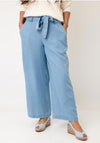 B.Young Kosmo Cropped with Belt Trousers, Light Blue Denim