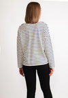 B.Young Rayette Striped V Neck Top, Cream and Navy