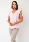 B.Young Falakka Ruffle Button Down Blouse, Pink