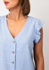 B.Young Falakka Ruffle Button Down Blouse, Blue