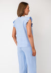 B.Young Falakka Ruffle Button Down Blouse, Blue