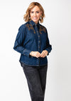 B.Young Embroidered Western Denim Shirt, Blue