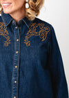 B.Young Embroidered Western Denim Shirt, Blue