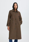 b. Young Camio Checked Coat, Brown Multi