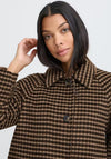 b. Young Camio Checked Coat, Brown Multi