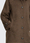 b. Young Camio Checked Coat, Brown Multi