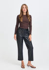 b. Young Straight Leg Faux Leather Trousers, Black