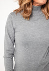 B.young Morla Button Detail Polo Neck Jumper, Grey