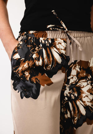 B.Young Floral Print Wide Leg Trousers, Beige