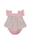 Babidu Baby Girl Floral Top and Frill Pant Set, Pink Multi