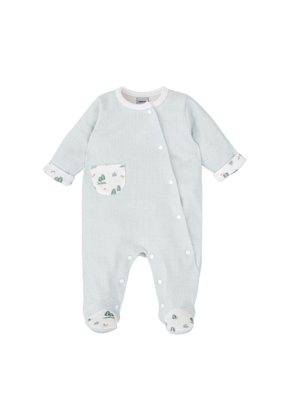 Babidu Baby Boy Gingham Long Sleeve Babygrow, Green