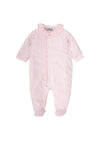 Babidu Baby Girl Gingham Frill Collar Babygrow, Pink