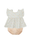 Babidu Baby Girls Floral and Stripe Print Two Piece Set, Orange