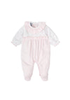 Babidu Baby Girl Stripe Frill Collar Babygrow, Pink