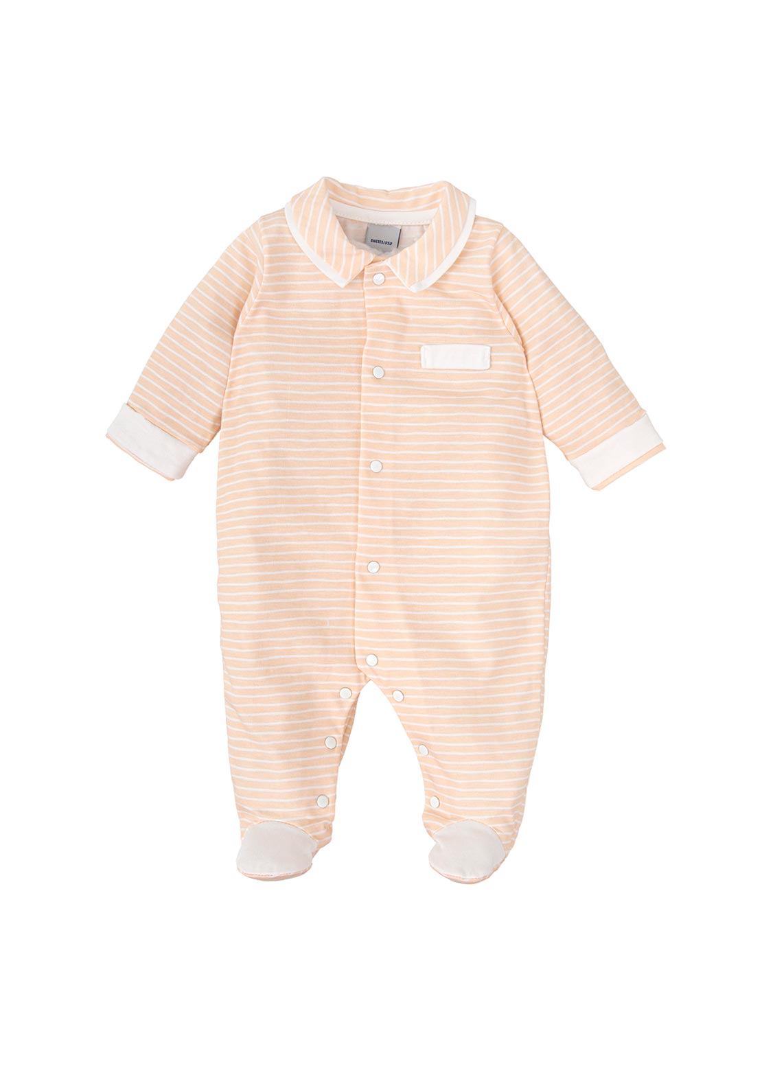 Babidu Baby Boy Long Sleeve Stripe Sleepsuit, Peach