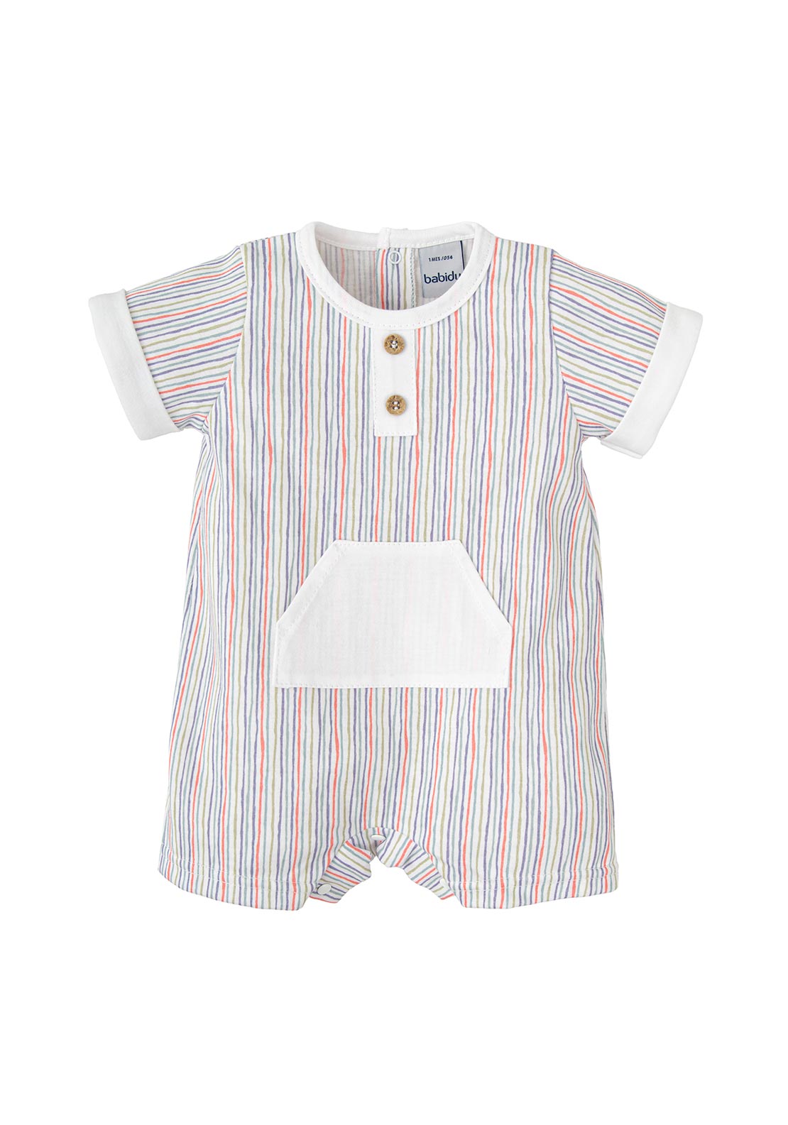 Babidu Baby Boy Stripe Romper, White Multi