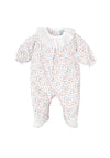 Babidu Baby Girl Frill Collar Floral Sleepsuit, White
