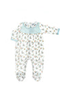 Babidu Baby Check and Animal Print Long Sleeve Babygrow, Blue
