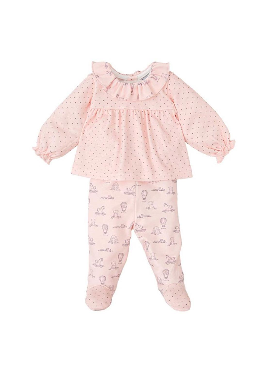 Babidu Baby Girl Two Piece Print Set, Pink