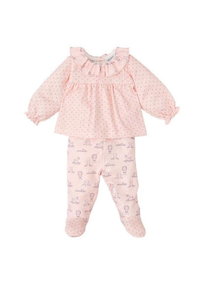 Babidu Baby Girl Two Piece Print Set, Pink