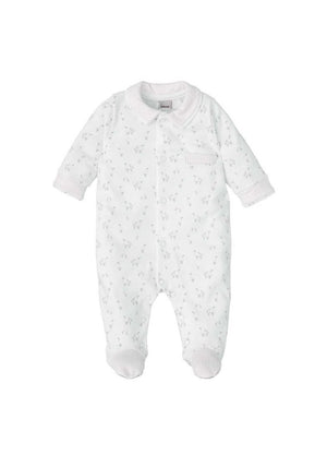 Babidu Baby Long Sleeve Print Sleepsuit, White
