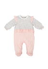 Babidu Baby Girl Floral and Stripe Long Sleeve Babygrow, Pink