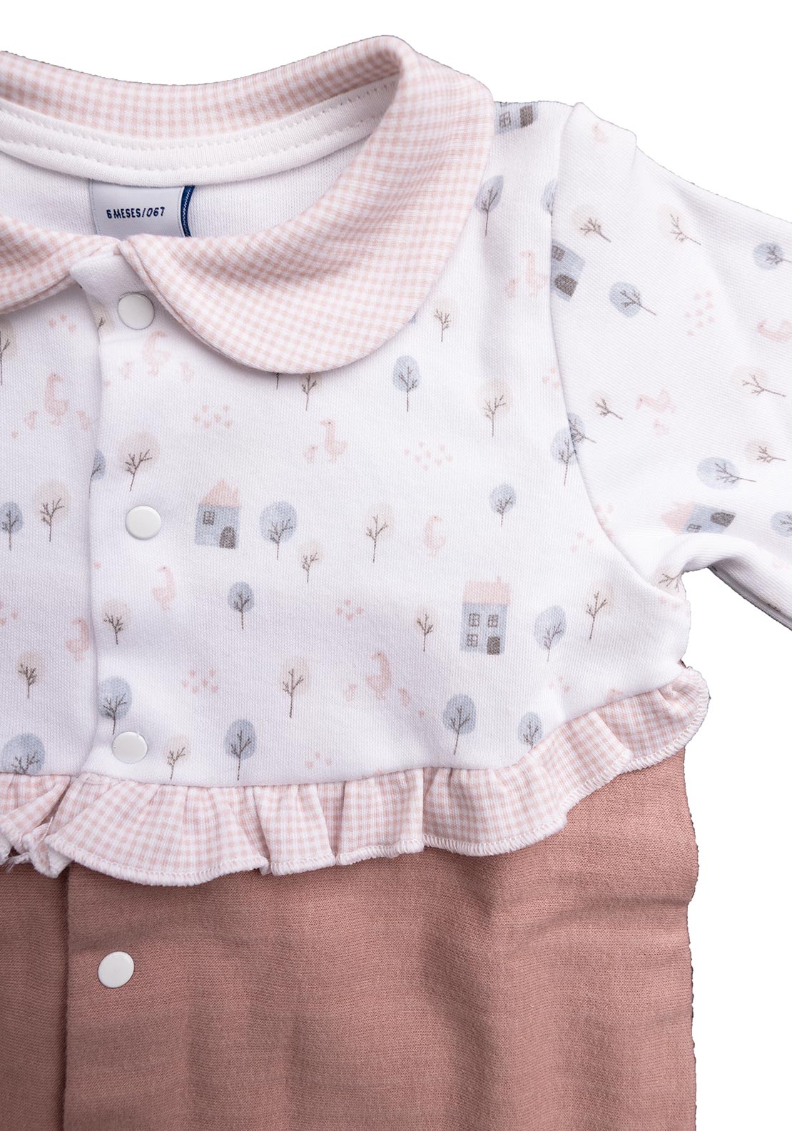 Babidu Baby Girls House Print Frill Sleepsuit, Pink