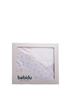 Babidu Frill Panel Hooded Towel, White & Pink