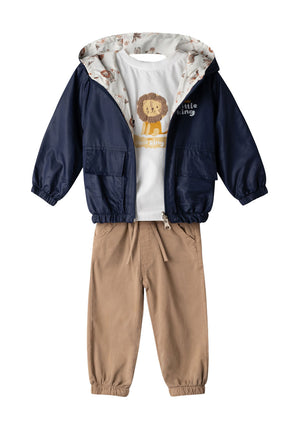 Hashtag Baby Boy Little King 3 Piece Set, Navy Multi