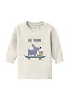 Name It Baby Girl Vubie Short Sleeve Tee, Jet Stream