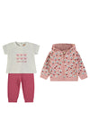 Babybol Baby Girl Floral 3 Piece Tracksuit, Pink