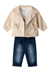 Ebita Baby Girl Little Cute Bear 3 Piece Set, Beige