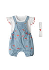 Ebita Baby Girl Tee Romper and Headband Set, Blue