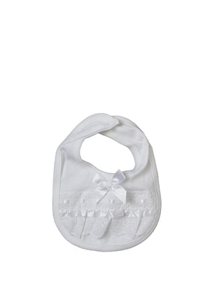 My Little Chick Bow and Ribbon Bib, White
