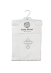 Snuggle Baby Cross Christening Shawl, White