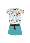 Babybol Baby Boy Super Hero Tee and Short Set, Blue Multi