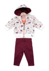 Babybol Baby Girl Print 3 Piece Set, Multi