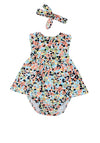 Babybol Baby Girl Floral Dress Pant and Headband Set, Orange Multi