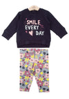 Babybol Baby Girl Smile Everyday Top and Legging Set, Navy Multi