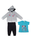 Babybol Baby Girl Stripe 3 Piece Tracksuit, Navy Multi