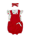 Babybol Baby Girl Strawberry Dungaree Set, Red