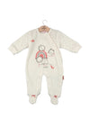 Babybol Baby Girl Velour Polka Dot Sleepsuit, Cream