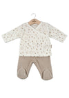 Babybol Baby Velour Print 2 Piece Set, Cream