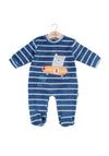 Babybol Baby Boy Velour Stripe Sleepsuit, Blue