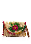 Zen Collection Straw Woven Floral Crossbody Bag, Multi