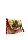 Zen Collection Straw Woven Floral Crossbody Bag, Multi