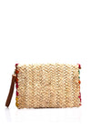 Zen Collection Straw Woven Floral Crossbody Bag, Multi