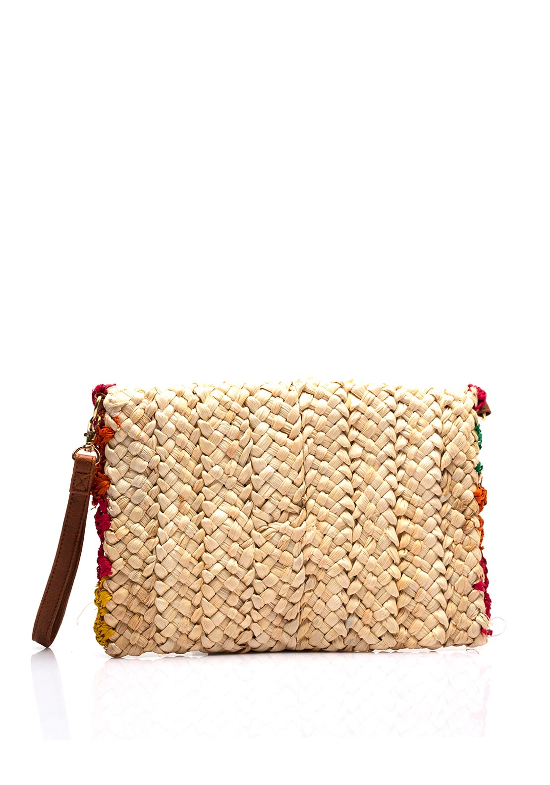 Zen Collection Straw Woven Floral Crossbody Bag, Multi