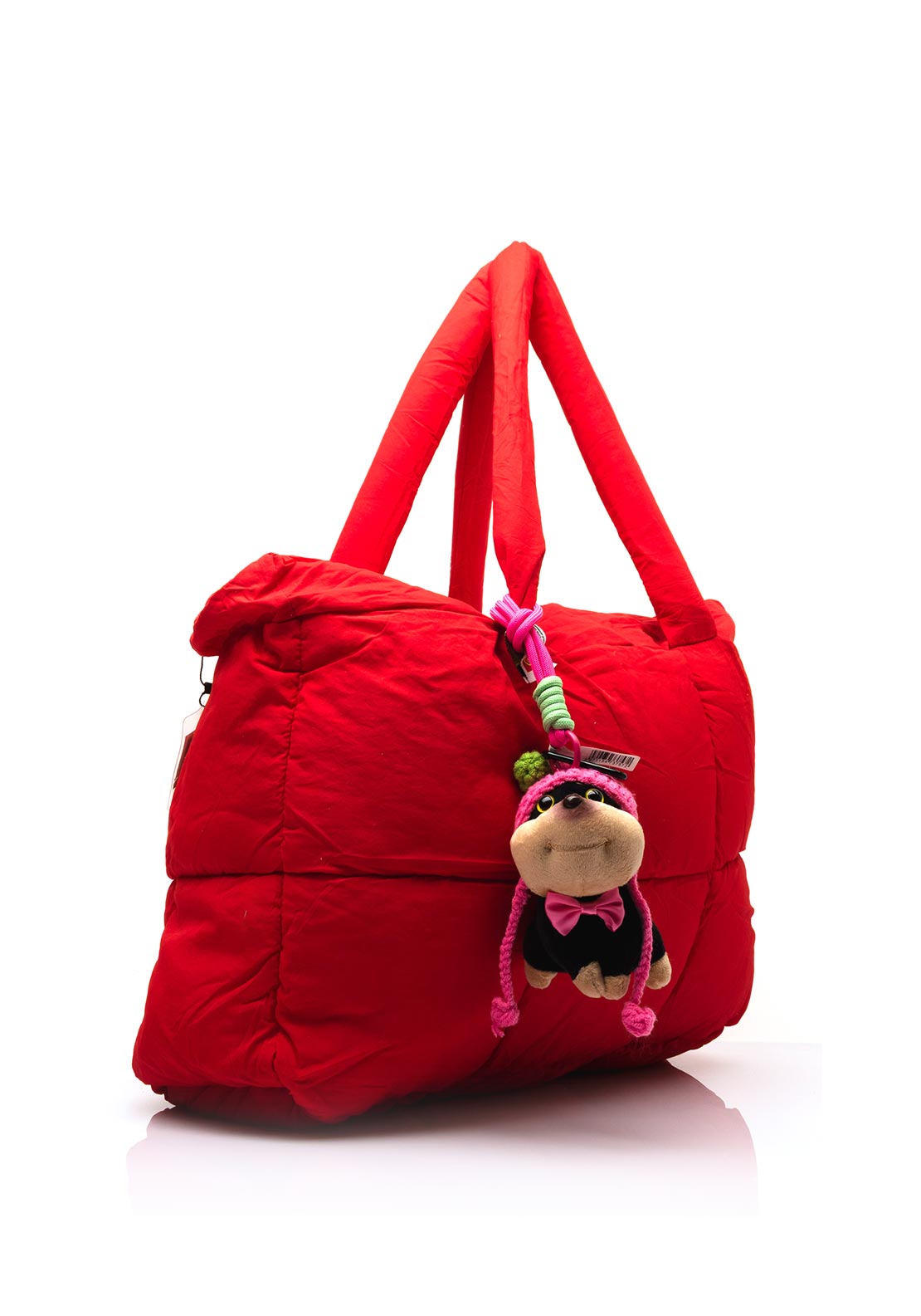 Zen Collection Puffer Zip Shopper Bag, Red